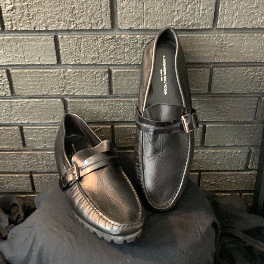NWT ALESSANDRO DELL’ACQUA Men’s Black Loafers size 45